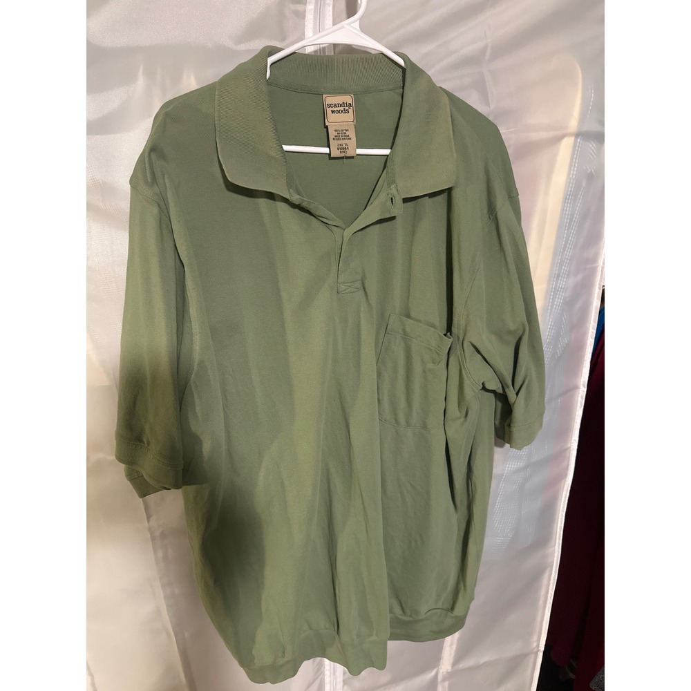 Scandia Woods Mens 2XL TL Green Cotton Pique Short Sleeve Pocket Polo Shirt